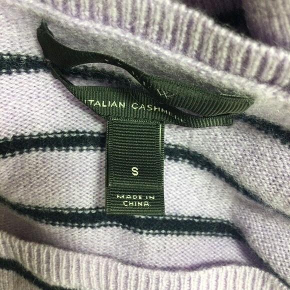 J. Crew womens Sweater Italian Cashmere Striped 3/4 Sleeve Pullover Knit Sz S - Picture 5 of 9